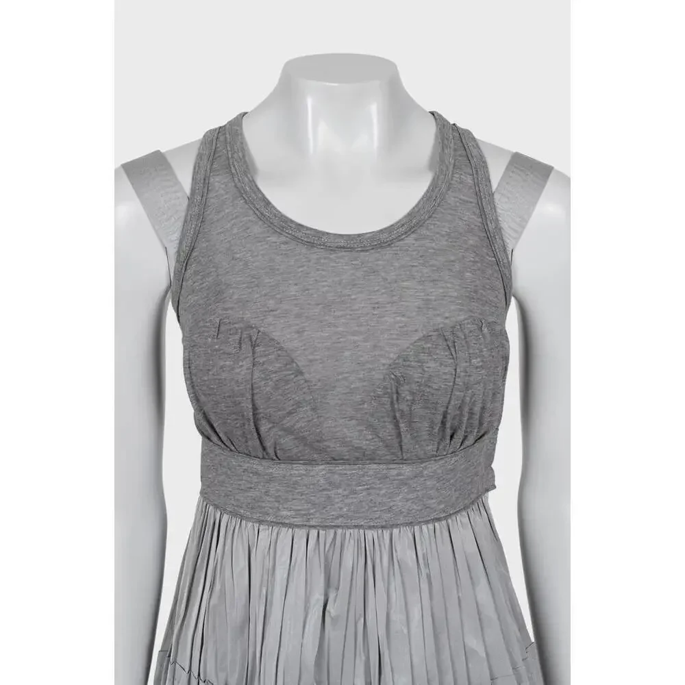 NWT Louis Vuitton Vintage Gray Pleated Flare Top Blouse FR-36 France